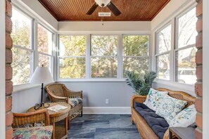 TV, fireplace - Cozy Cape with fenced yard near Carytown (Richmond)