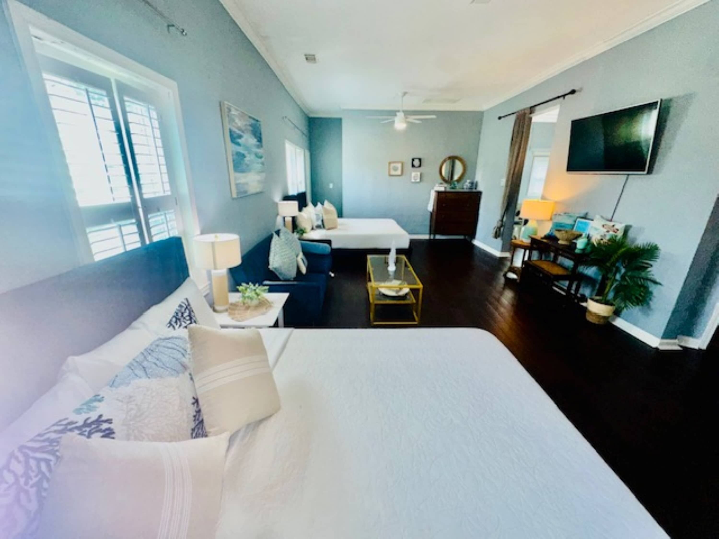 Studio, Plusieurs lits, cuisinette, vue sur le jardin (Surf + Strand Unit B) | 1 chambre, décor unique, ameublement unique