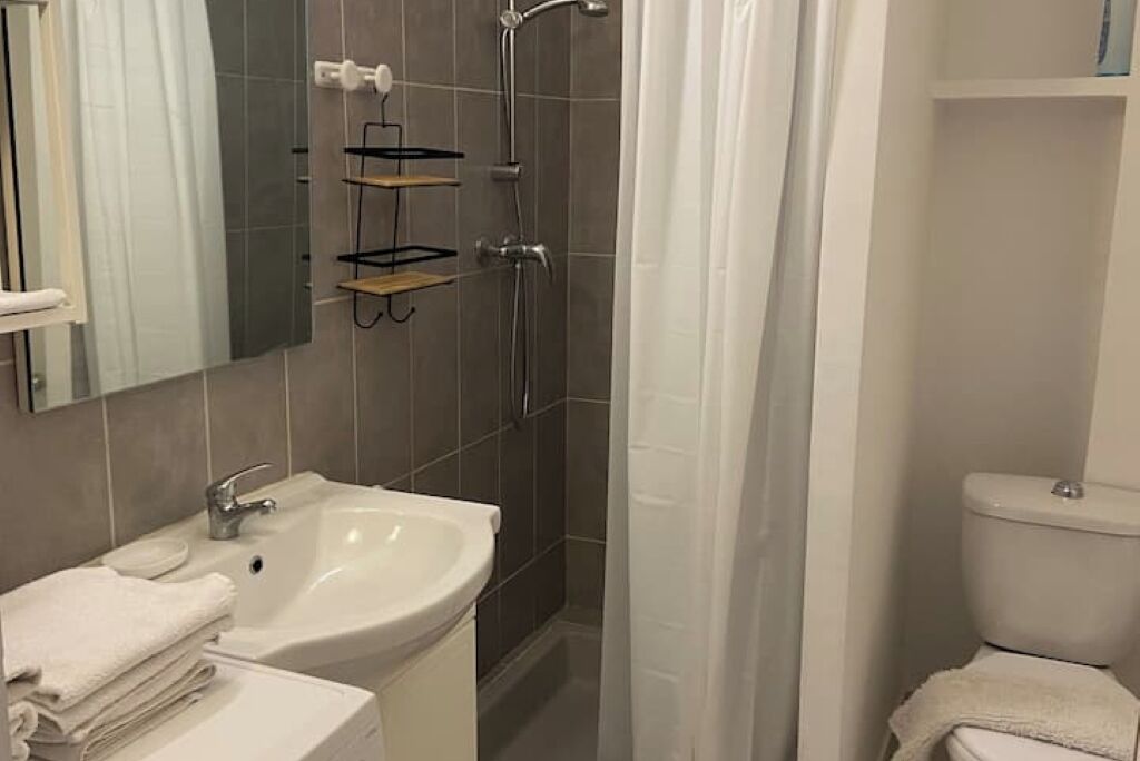 Secadora de cabello, toallas, jabón, papel de baño 