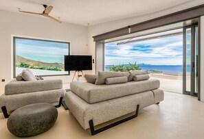 Luxury Villa, 4 Bedrooms, Sea View | Living area - Paros Villa Skylines Estate III (Paros)
