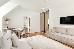 Comfort Studio Suite, 1 Double Bed with Sofa bed, Bathtub | Living area | Flat-screen TV - Old Town & Riverside Brzozowa Apartment by Downtown Apartments (Warsaw)