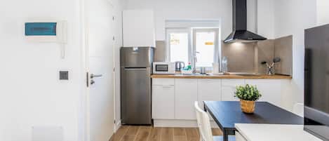 Microwave, stovetop, coffee/tea maker, toaster