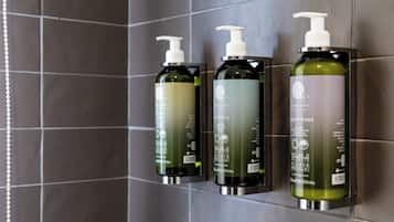 Double Room, Balcony | Bathroom amenities | Shower, hair dryer, slippers, towels