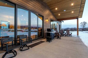 Terrace/patio - Teton Homestead: Front-Row Teton Views w/ Hot Tub (Driggs)