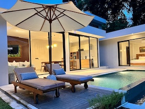 Terrace/patio - 3-bedroom villa in fantastic ubud Bali with cool AC breeze (Bali)