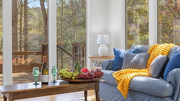 Smart-TV, Kamin, DVD-Player, Bücher