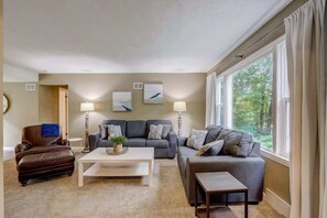 Televisio, takka, työhuone