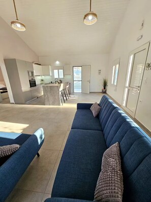 Living area - Seaview Villa with private pool,180m from the sea (Stavros)