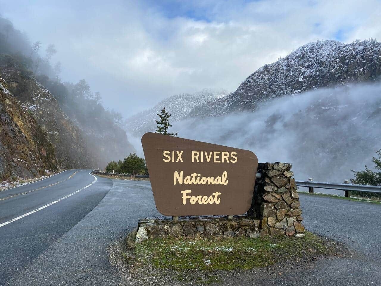 A sign for Six Rivers National Forest.