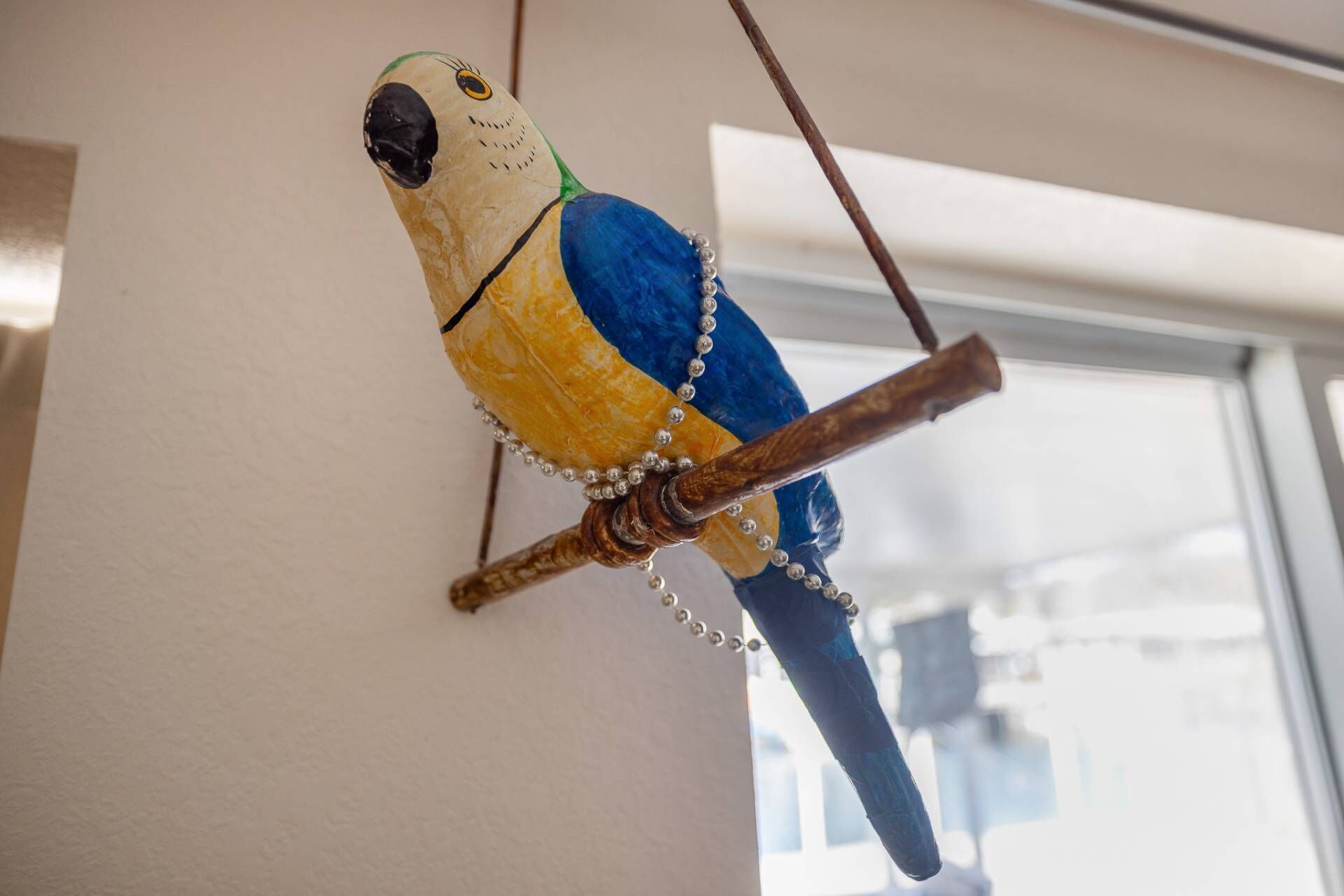 Un perroquet était perché sur une branche.