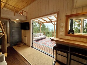 TV - Adorable tiny home with spectacular view and hot tub on Guemes Island Anacortes. (Anacortes)
