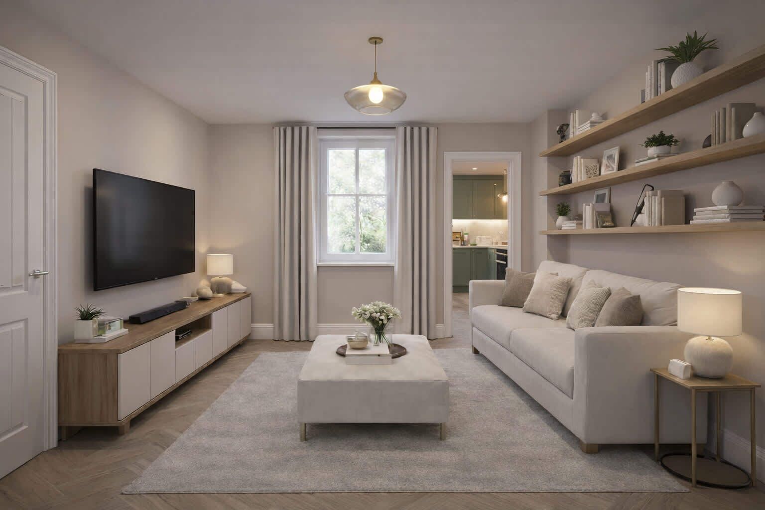 Televisión, estéreo, oficina