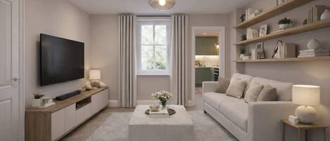 Televisión, estéreo, oficina