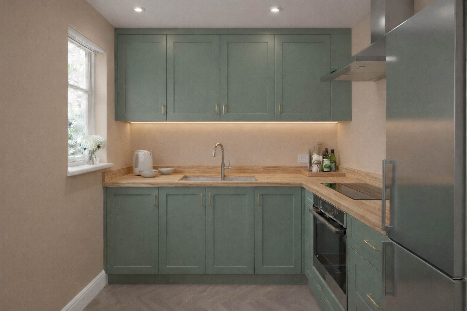 Kühlschrank, Mikrowelle, Ofen, Herdplatte