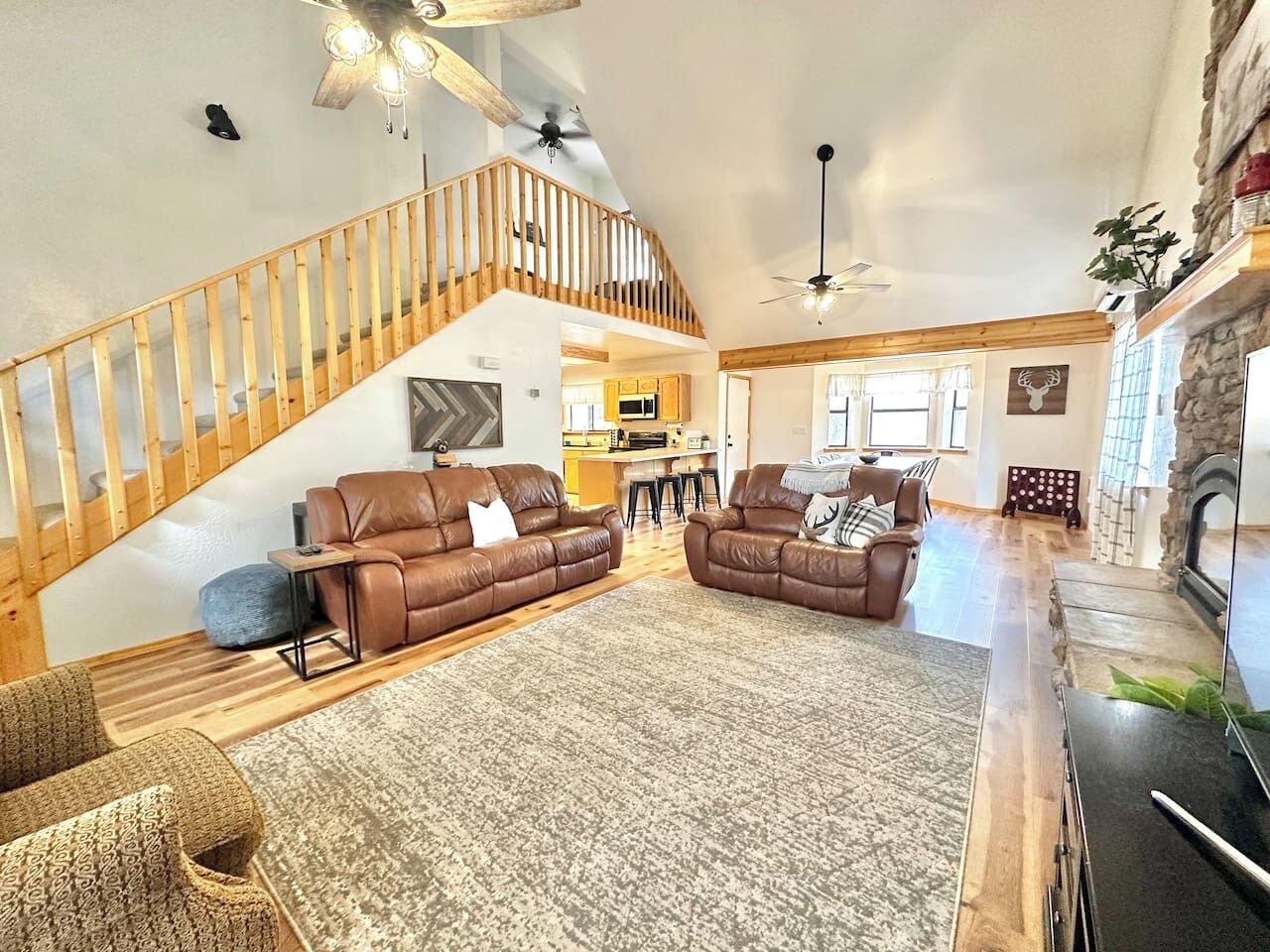 Smart TV, fireplace, DVD player, books