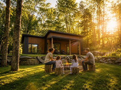 Modern• Riverfront• Spa•firepit • 8 min Lac Simon