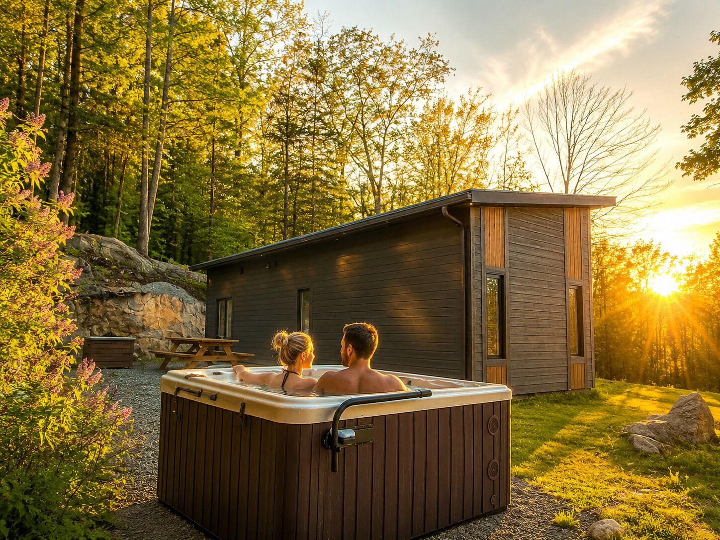Outdoor spa tub