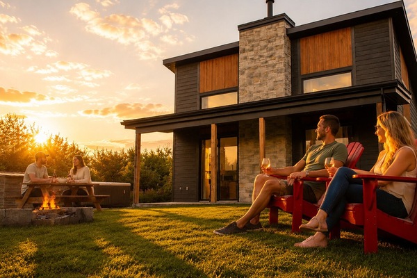 Chalet 138 exterieur avec personnes 2