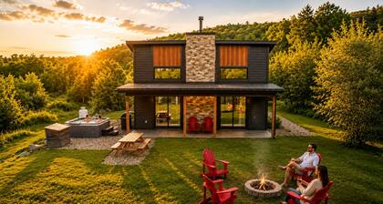 Modern• Riverfront• Spa•firepit • 8 min Lac Simon