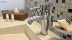 A bathroom sink with a chrome faucet, a soap dish, and a tissue box. - EL SECRETO DE VALLE (Valle de Bravo)