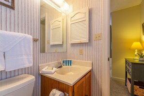 Shower, hair dryer, towels, shampoo - Ski View Summit • Pool, Hot Tub & Smoky Mtn Views (Gatlinburg)