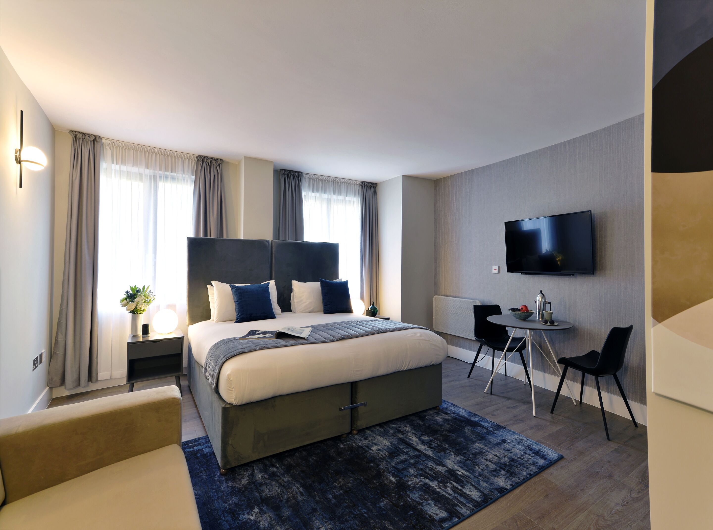 1 bedroom, desk, iron/ironing board, travel crib