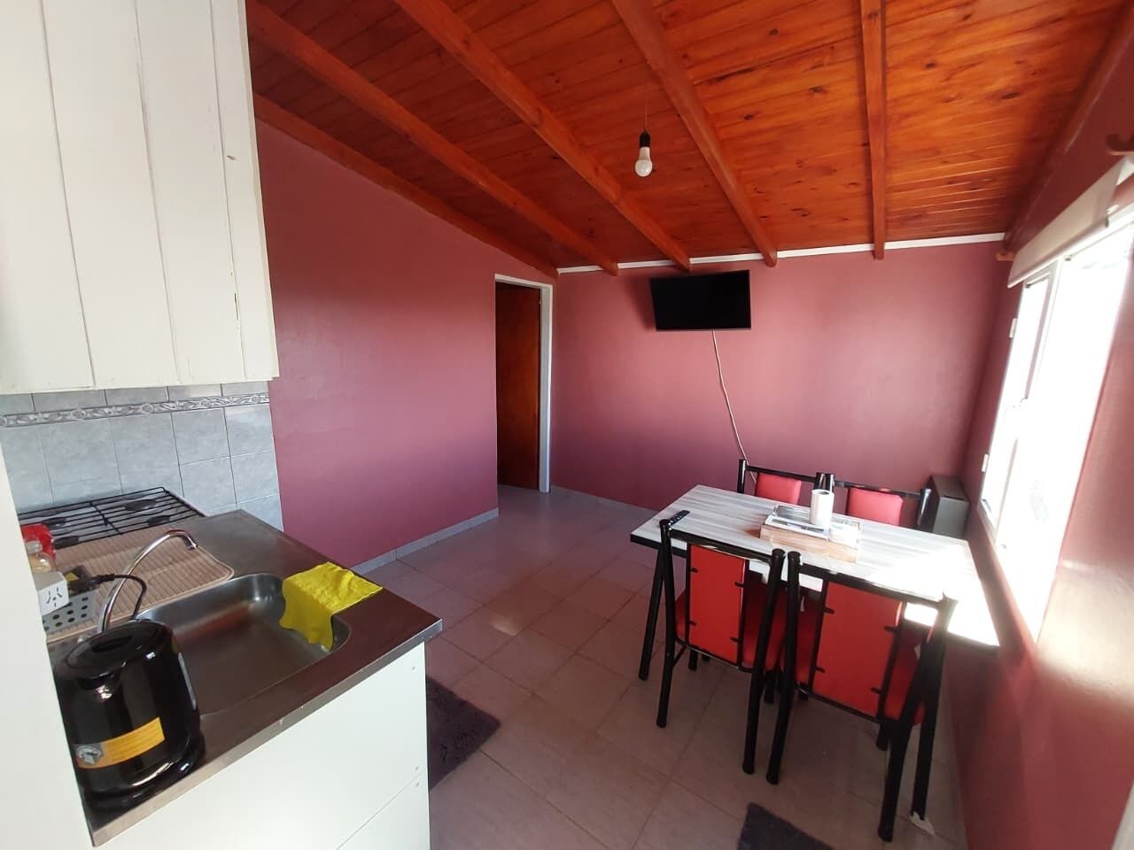 Fridge, microwave, coffee/tea maker, toaster