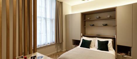 1 bedroom, desk, iron/ironing board, travel cot