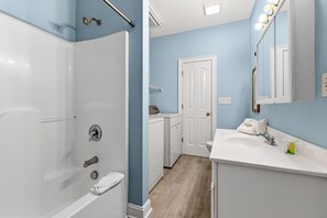 Shower, hair dryer, towels - Captains Cabin | 5-Min Walk to Beach • Coastal Comfort Retreat (North Myrtle Beach)