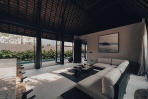 Villa luxueuse, vue sur la piscine | Aire de séjour