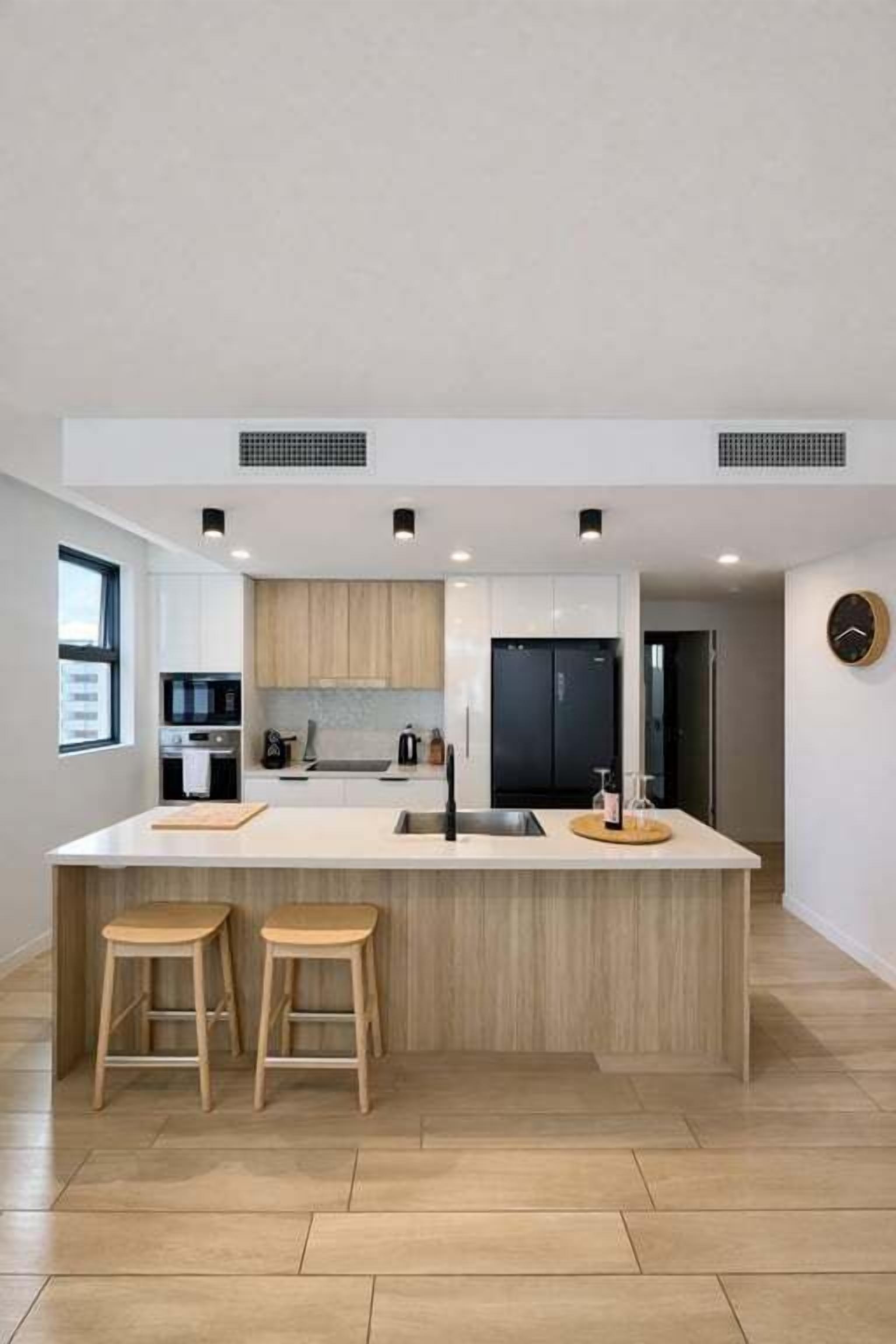 Fridge, microwave, oven, dishwasher