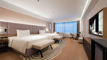 Family Twin Room, City View | Desk, laptop workspace, soundproofing, iron/ironing board