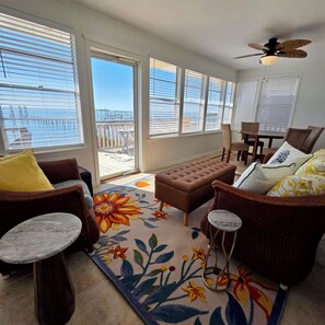 Signature House, 3 Bedrooms, Patio, Bay View | Living area | 45-inch Smart TV with digital channels - Sunset Sanctuary (Fairhope)