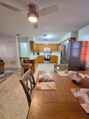 Signature House, 3 Bedrooms, Patio, Bay View | Private kitchen | Fridge, microwave, oven, stovetop - Sunset Sanctuary (Fairhope)