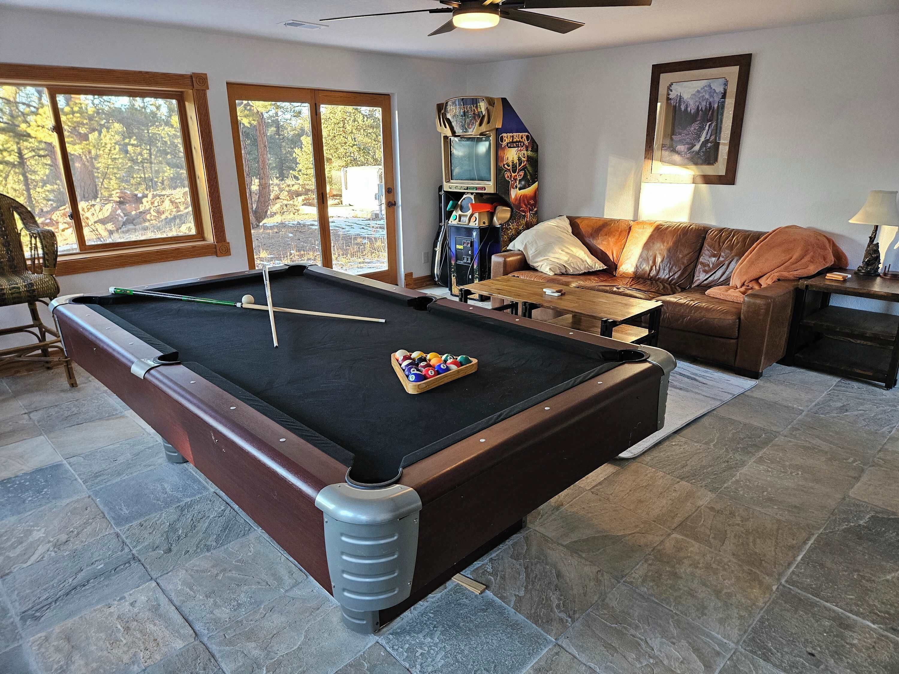 TV, fireplace, video games, offices