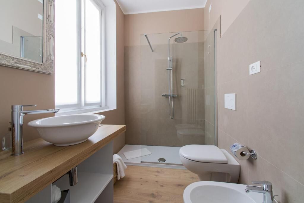 Dobbeltrom, byutsikt (private access to Sauna) | Bad