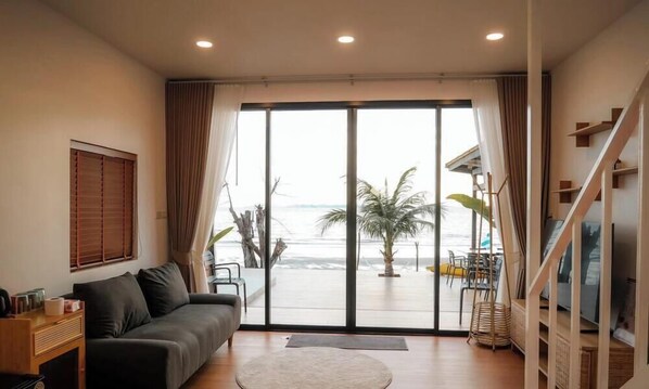 Villa exclusiva, vista al océano | Área de sala de estar