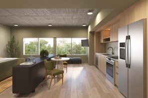 Kühlschrank, Mikrowelle, Ofen, Herdplatte