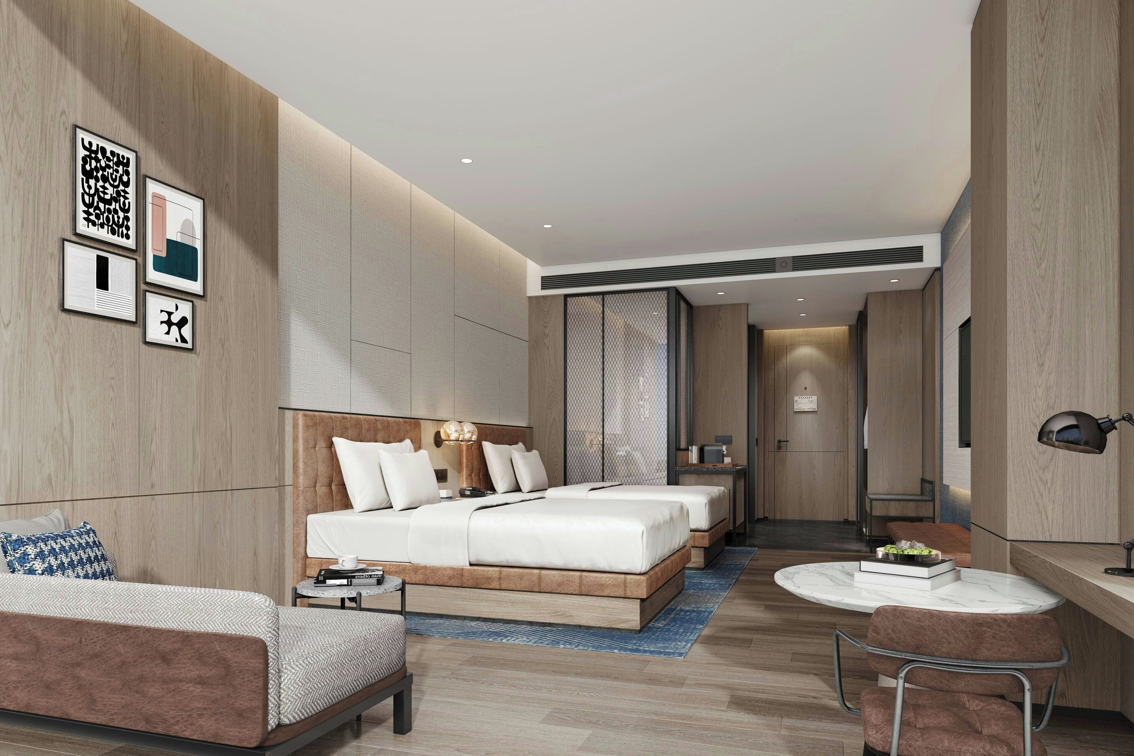 Huone, 2 parisänkyä, kaupunkinäköala | Kylpyhuone