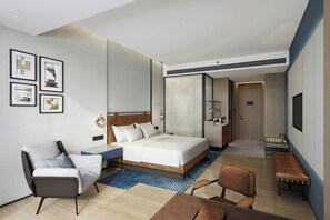 Chambre, 1 trĂšs grand lit, vue ville