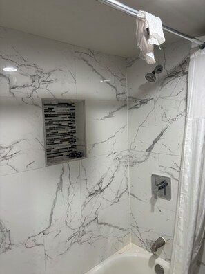 Hair dryer, soap, toilet paper