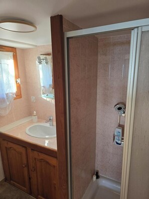 Shower, hair dryer, towels, soap - 37 m2 apartment in RDC chalet with south-facing lake view (Puy-Sanières)