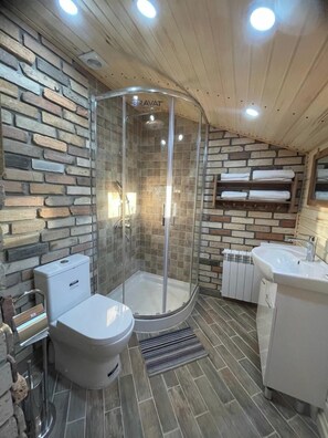 Haartrockner, Handtücher, Seife, Toilettenpapier