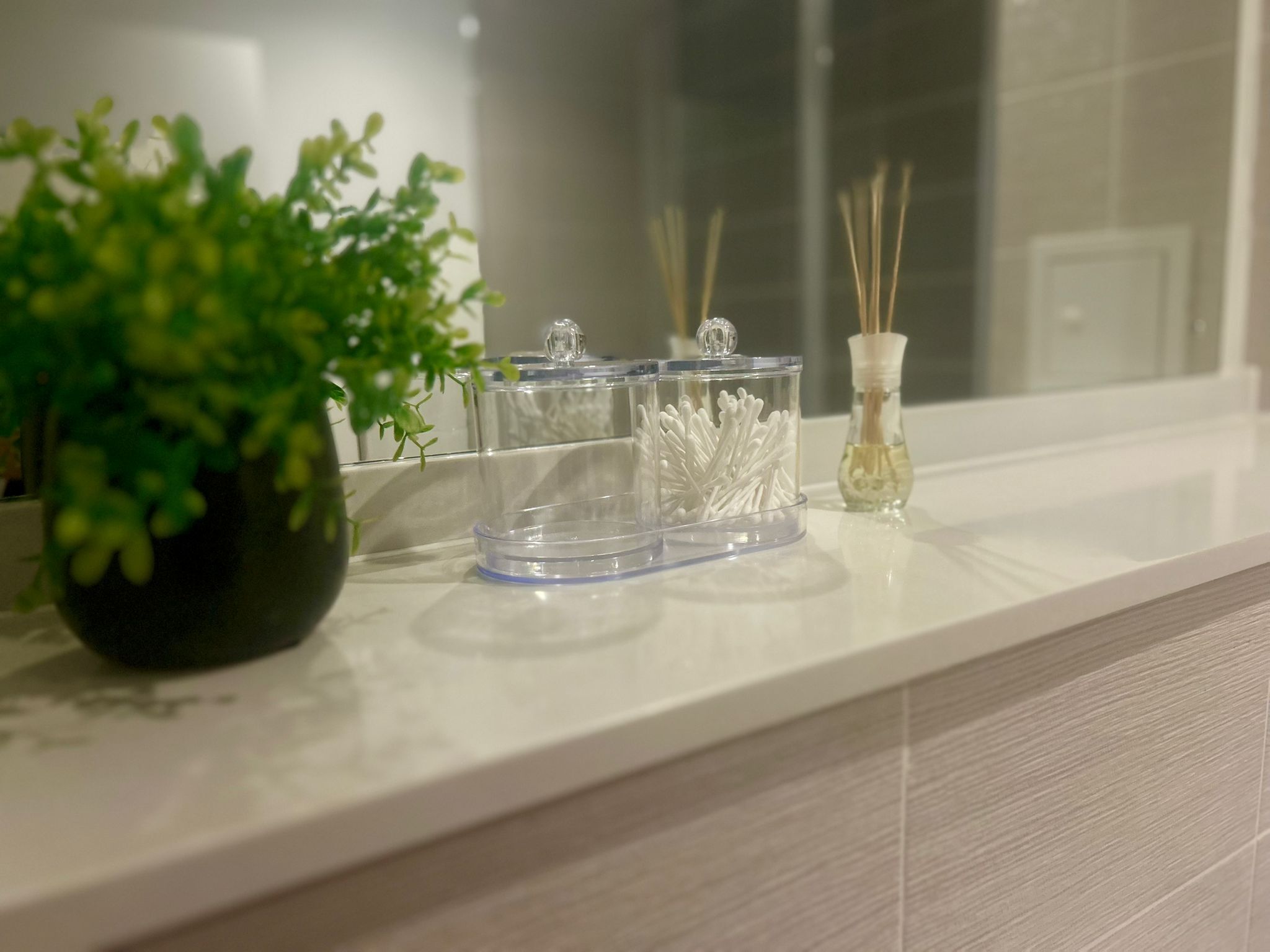 Hair dryer, towels, toilet paper