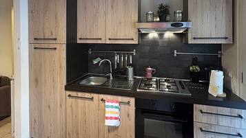 Fridge, oven, stovetop, electric kettle