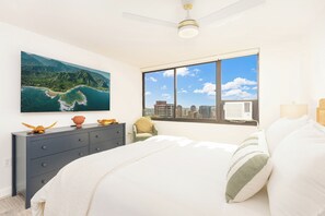Desk, iron/ironing board, free WiFi, bed sheets - 2BR Ocean View Condo at The Windsor Waikiki Near the Beach (Honolulu)