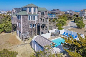 Exterior - Semi-Oceanfront, Dog Friendly Home in Waves with Pool, Hot Tub, Game Room (Waves)