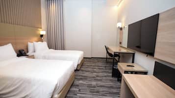 Blackout curtains, iron/ironing board, free cots/infant beds, free WiFi