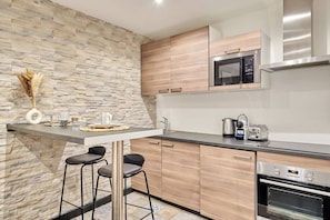 Apartment | Private kitchen | Cookware/dishes/utensils, cleaning supplies - Charming Studio Center of Paris Le Marais (Paris)