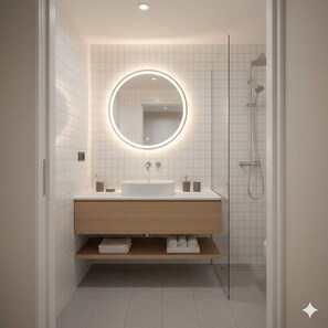 Basic Double Room | Bathroom | Shower, towels, soap, shampoo - Alcaré Rooms (Cartagena)